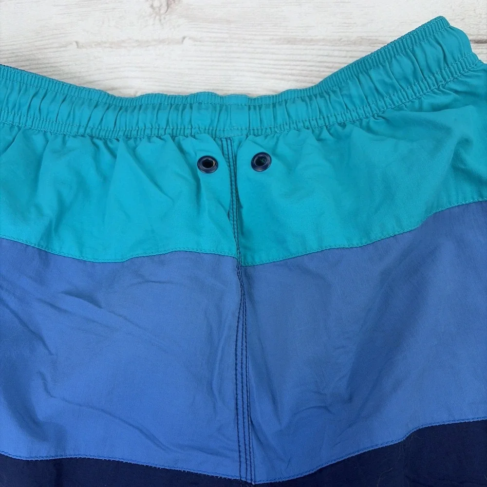 Speedo Men's Medium Blue Teal Navy Colorblock Volley Swim Trunks Excellent!